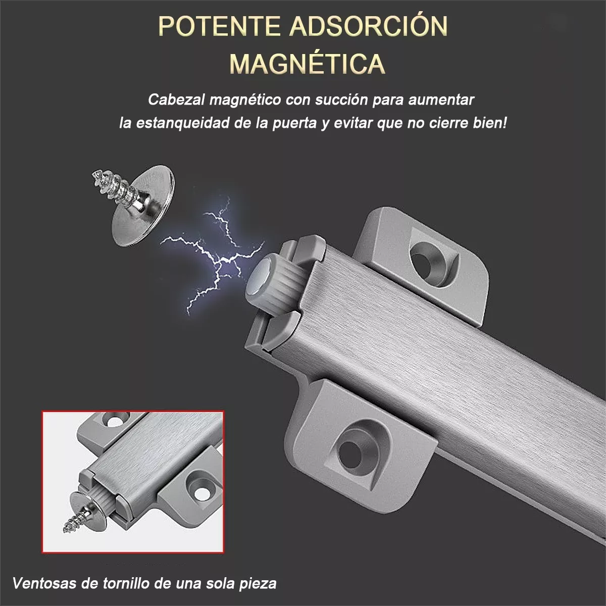 Kit De 8 Sistemas Magnéticos Push-to-open Para Puertas De Armario - Incluye Amortiguadores, Cabezales Magnéticos Y Placas