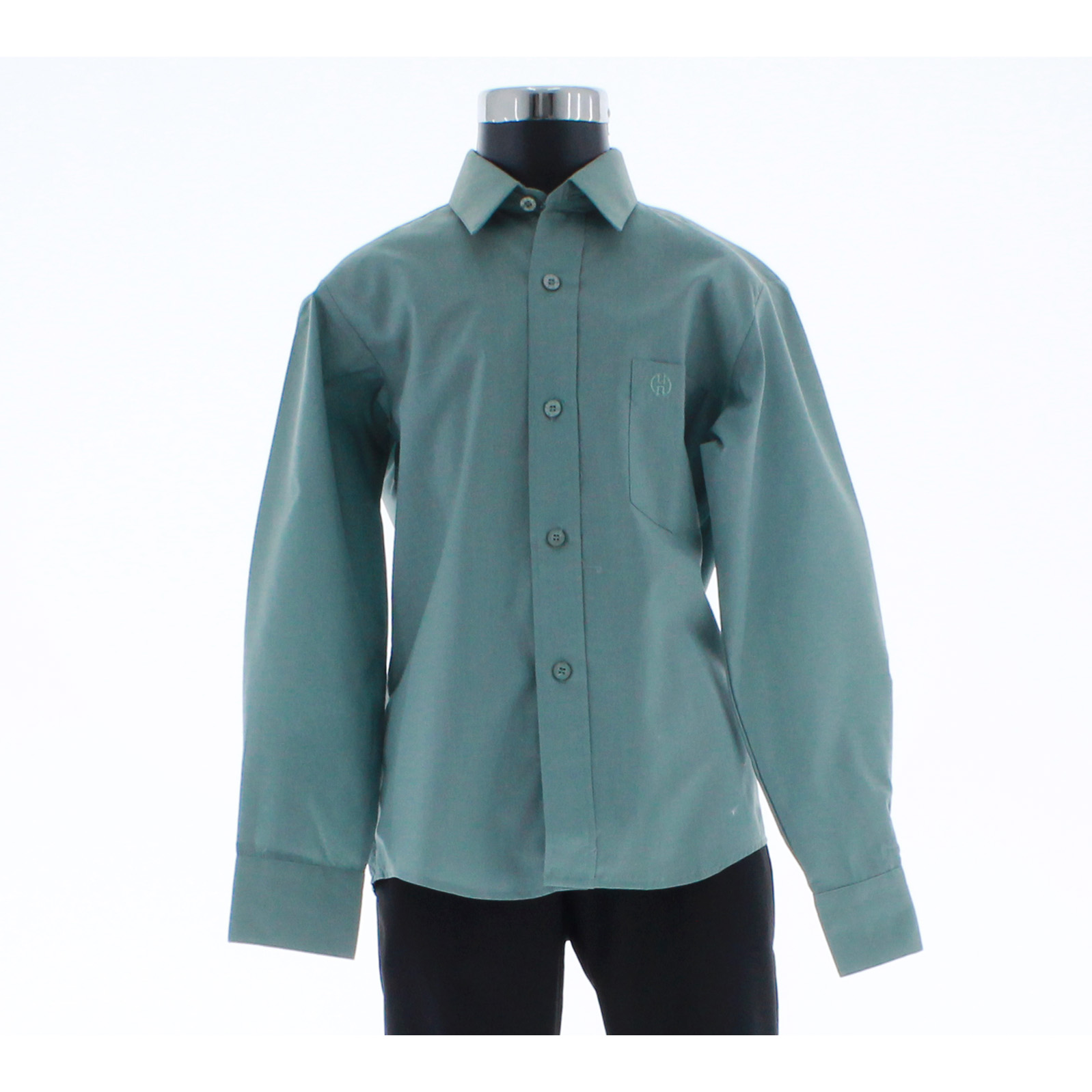 Camisa De Vestir Niño Color Verde Manga Larga 3571 2 A 18 Años.