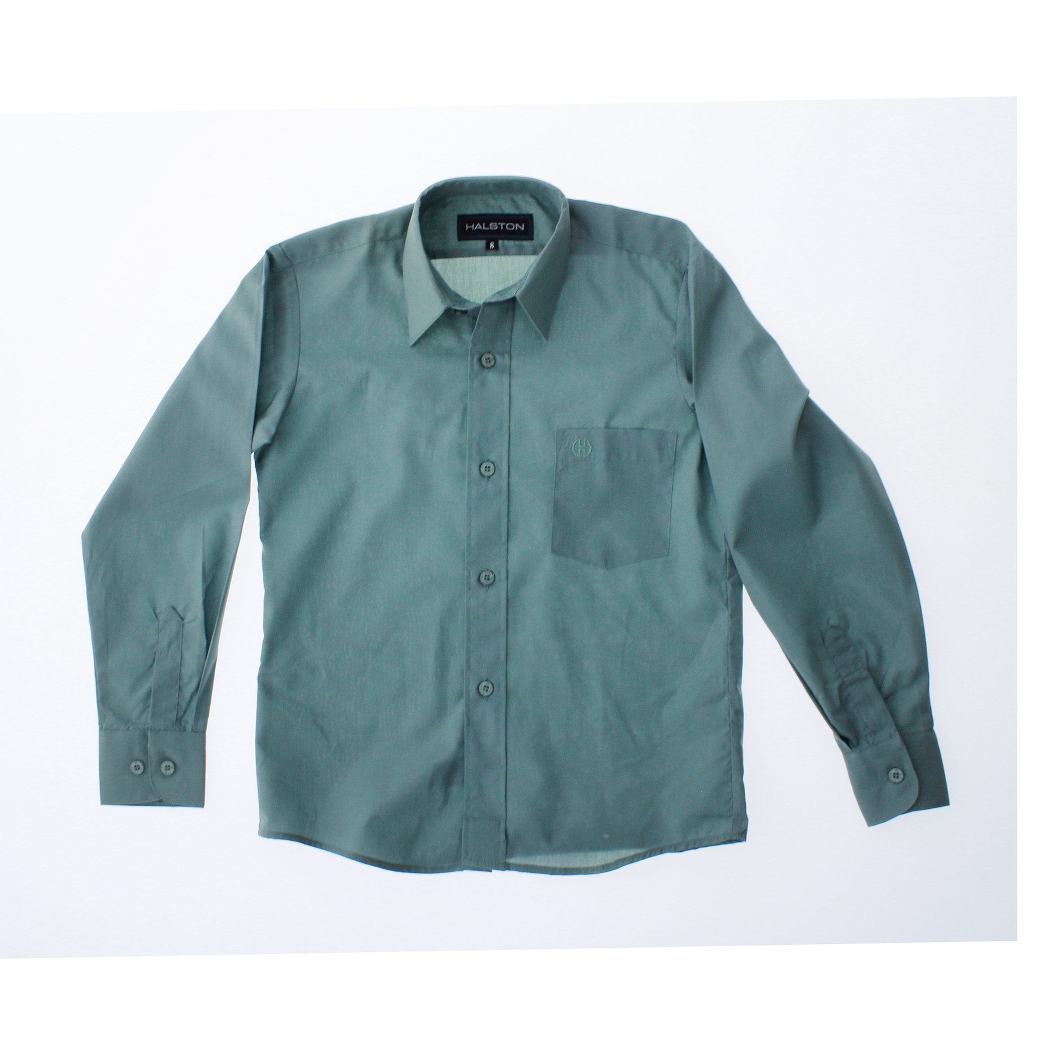 Camisa De Vestir Niño Color Verde Manga Larga 3571 2 A 18 Años.