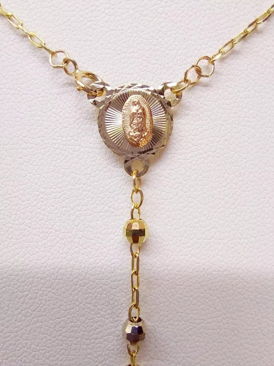 Cadena Rosario 3 Oros 14K. + Obsequio