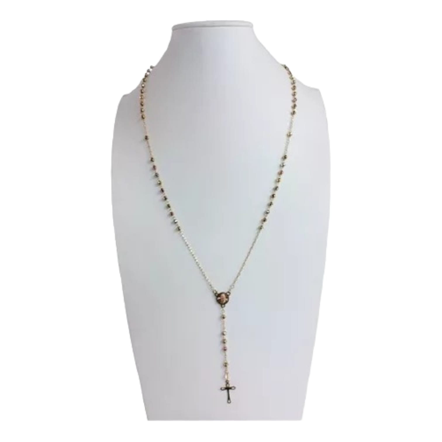 Cadena Rosario 3 Oros 14K. + Obsequio