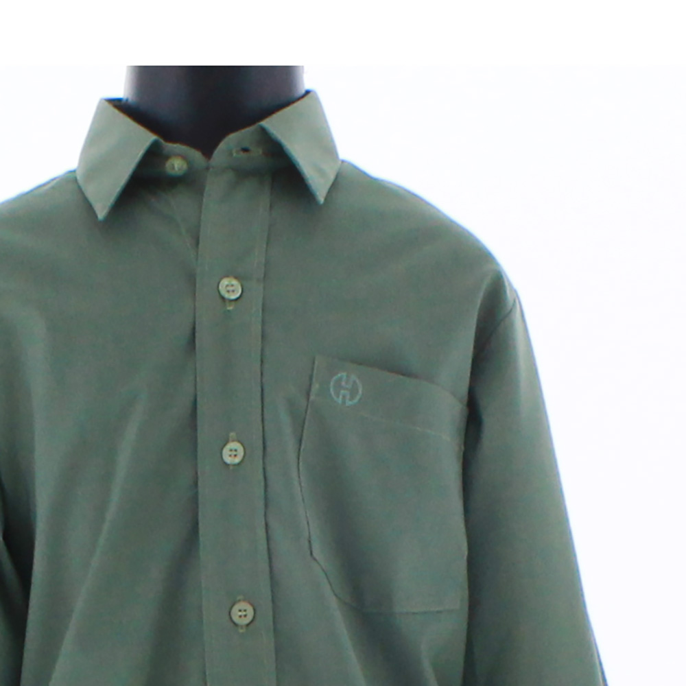 Camisa De Vestir Niño Color Verde Militar Manga Larga 3572 2 A 18 Años.