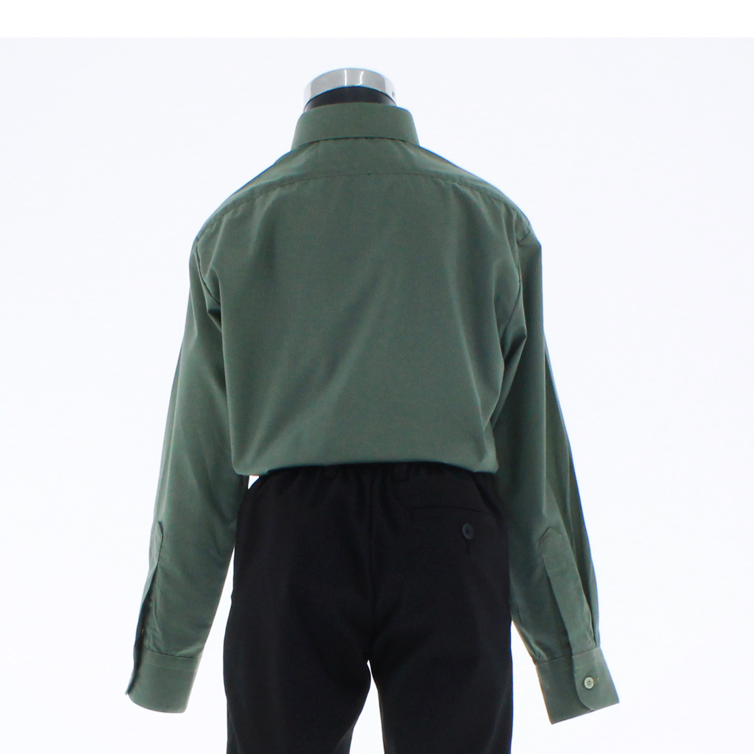 Camisa De Vestir Niño Color Verde Militar Manga Larga 3572 2 A 18 Años.