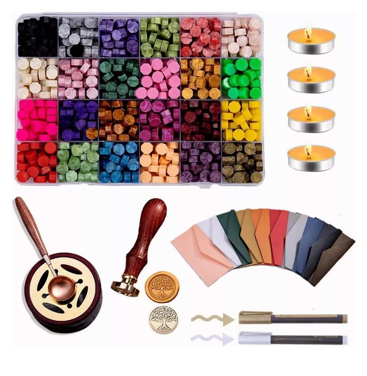 Pastillas De Cera De Sellado De 24 Color Para Sellos 619 Pcs Multicolor
