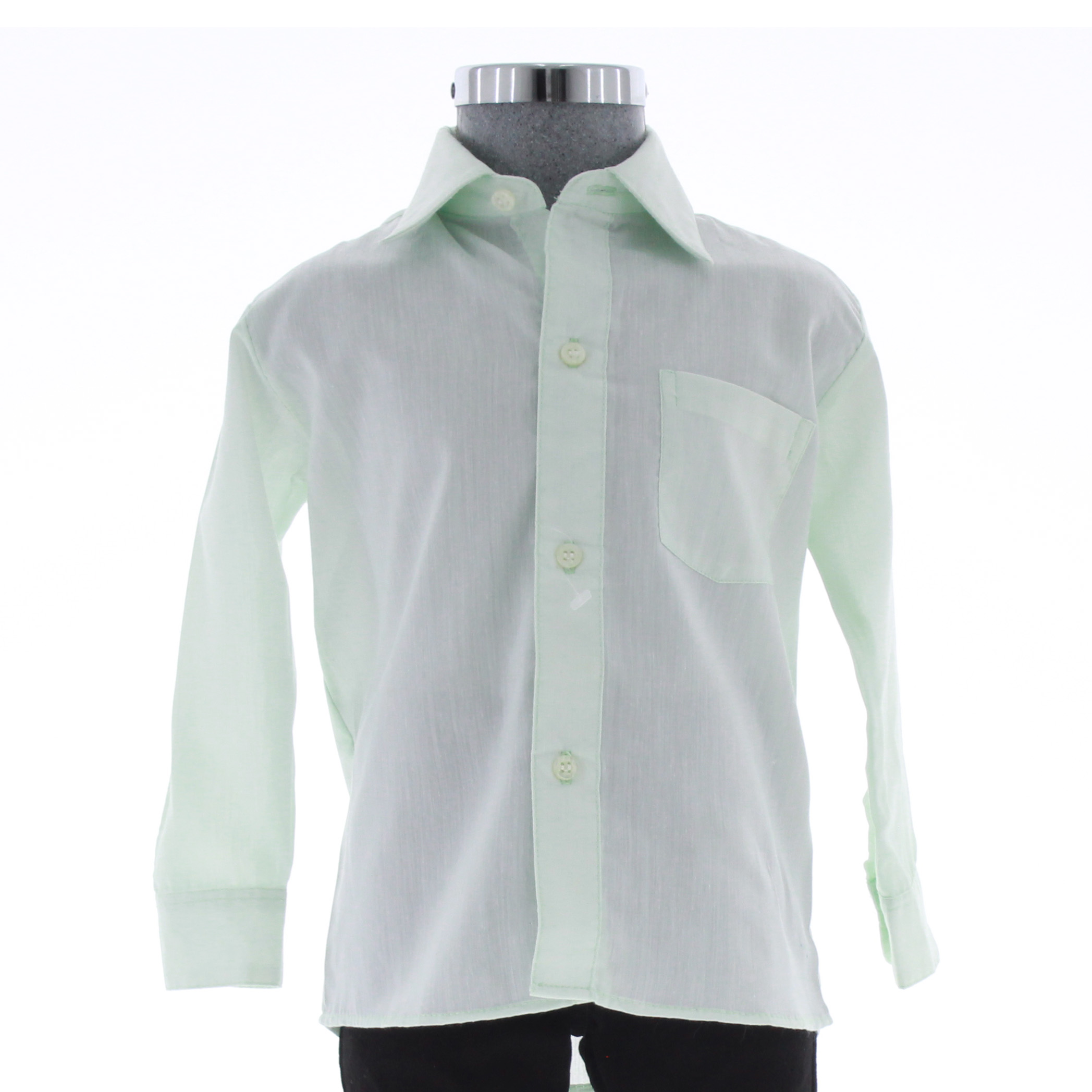 Camisa De Vestir Niño Bebe Color Verde Menta Manga Larga 3578 1 A 4 Años.