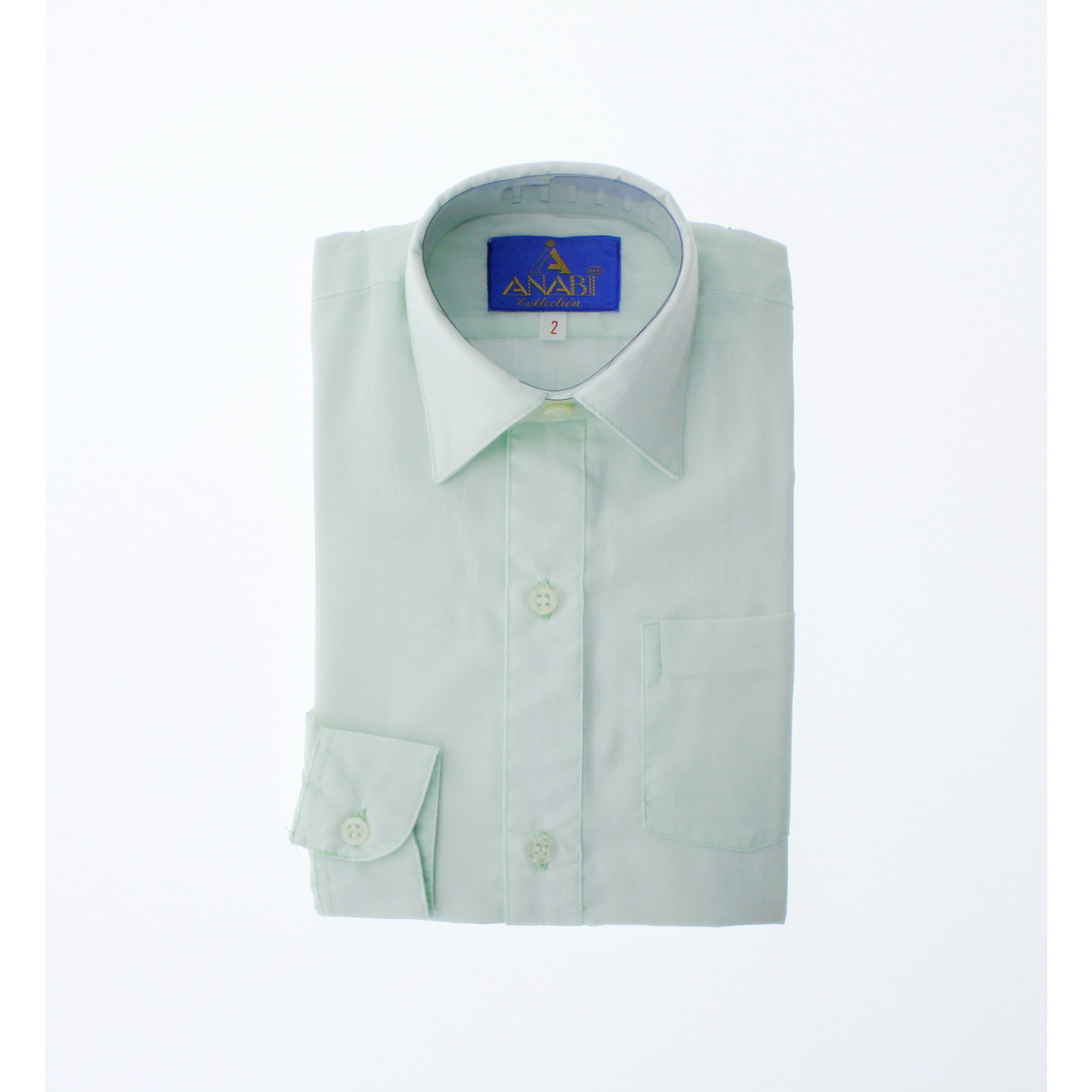 Camisa De Vestir Niño Bebe Color Verde Menta Manga Larga 3578 1 A 4 Años.