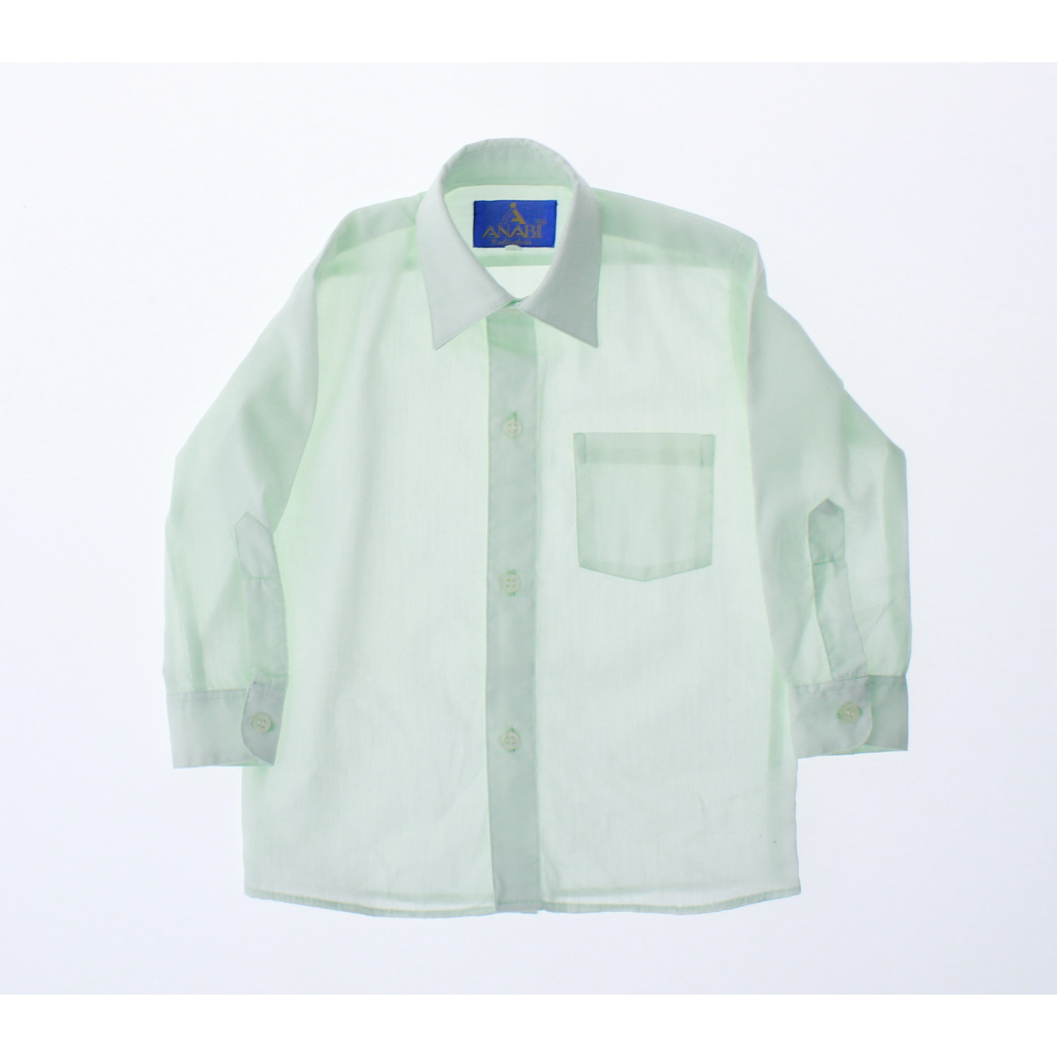 Camisa De Vestir Niño Bebe Color Verde Menta Manga Larga 3578 1 A 4 Años.