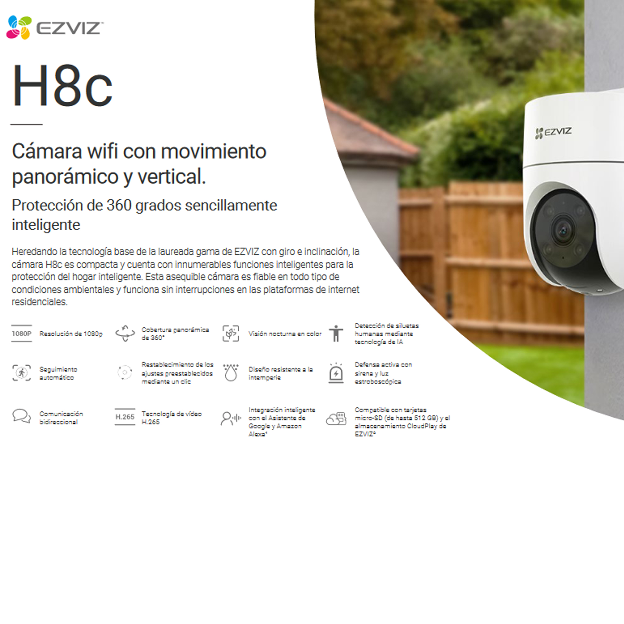 Camara Ptz Wifi Cobertura 360 Vision Nocturna A Color Full Hd Ezviz