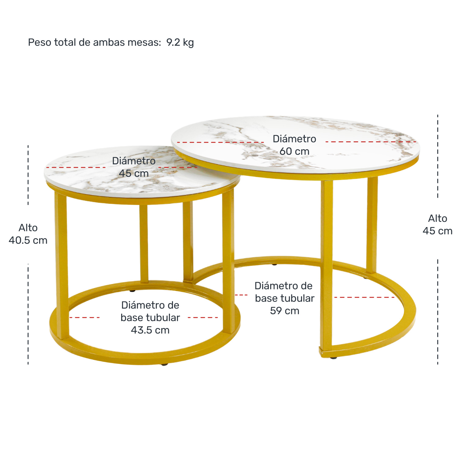 Mesa Centro 60cm Piedra Marmol