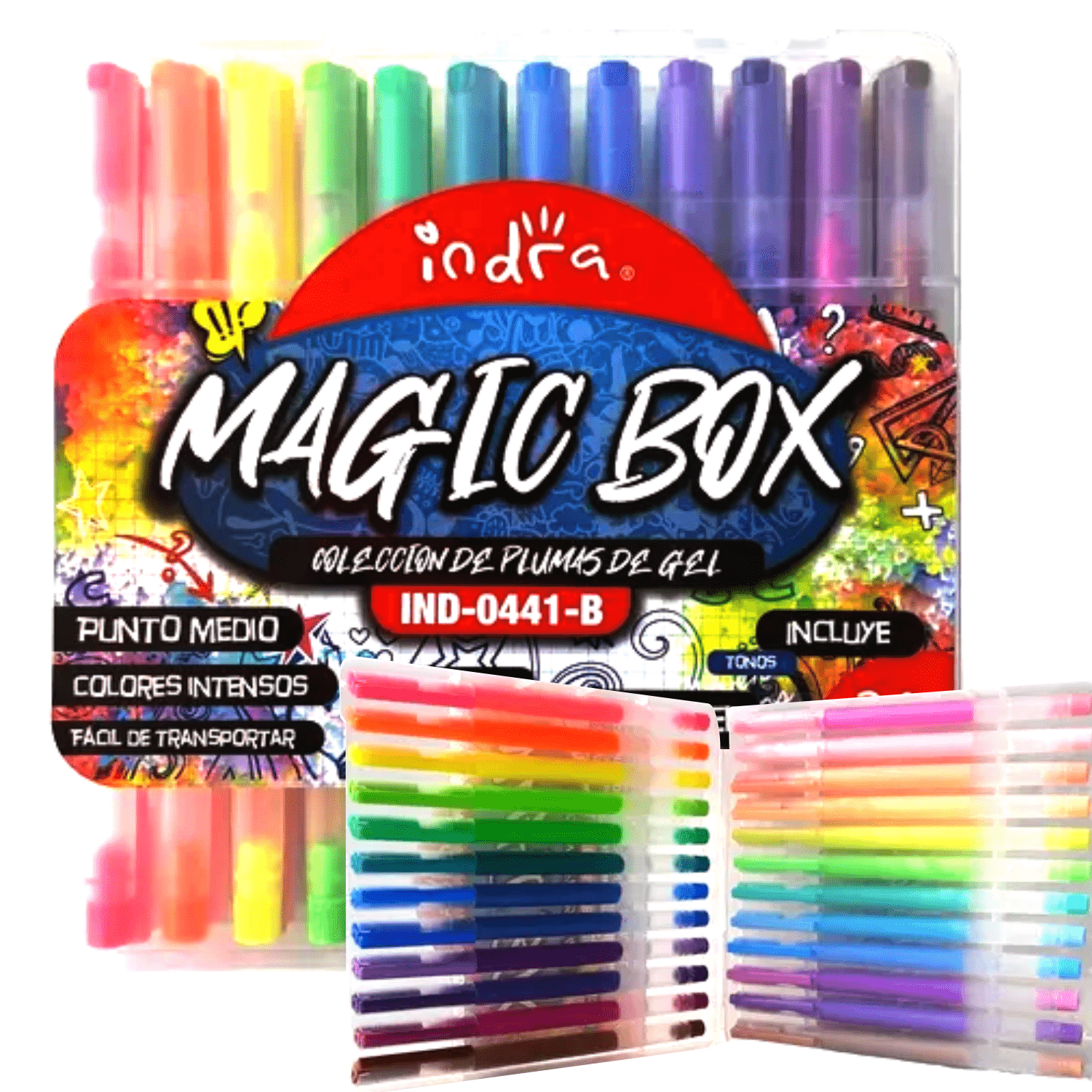 Plumas de gel neon -pastel, 24 pz, MAGIC BOX (IND-0441-B) -INDRA-