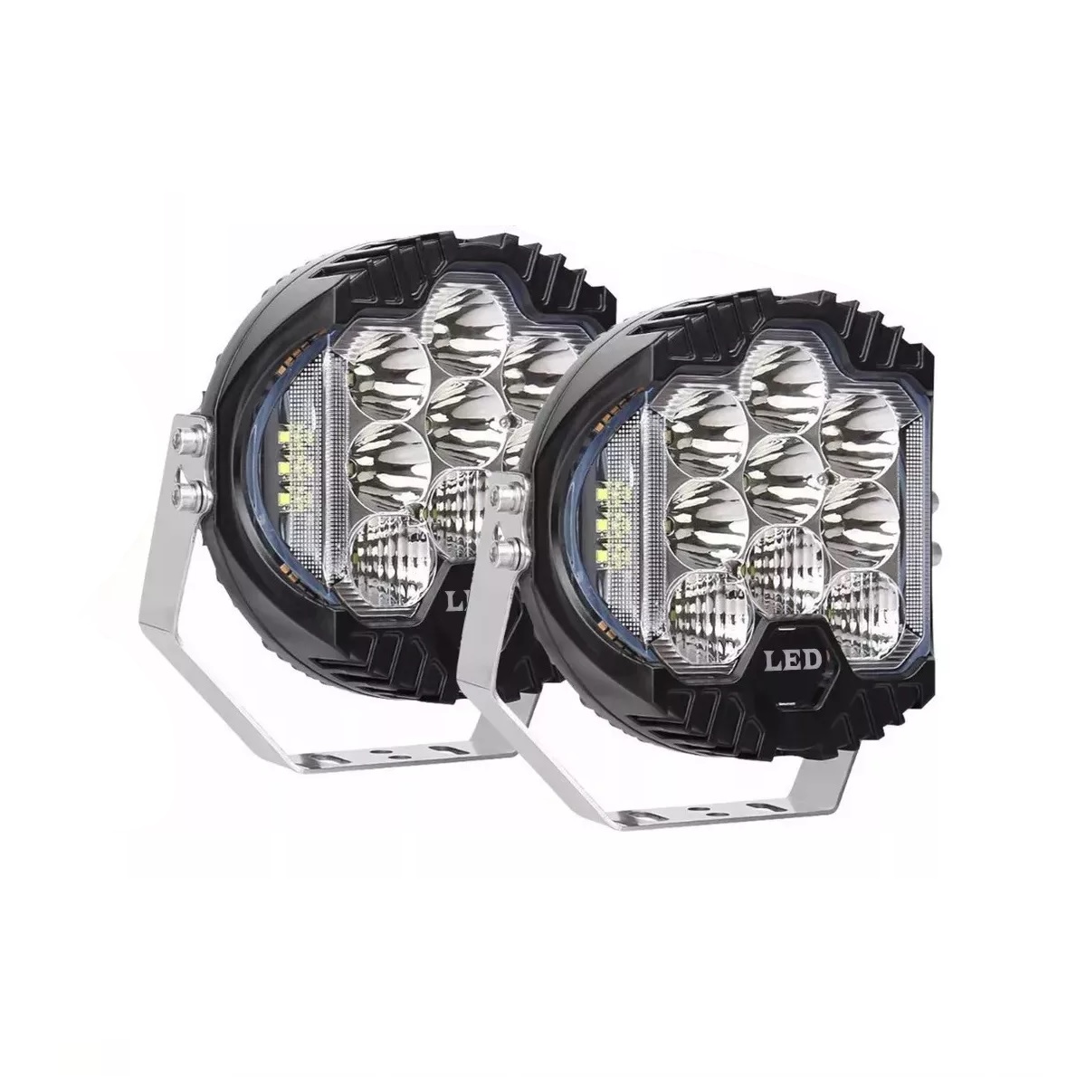 Par Faros Led Superpotente Redondo 5'' Tipo Baja Luz Blanca