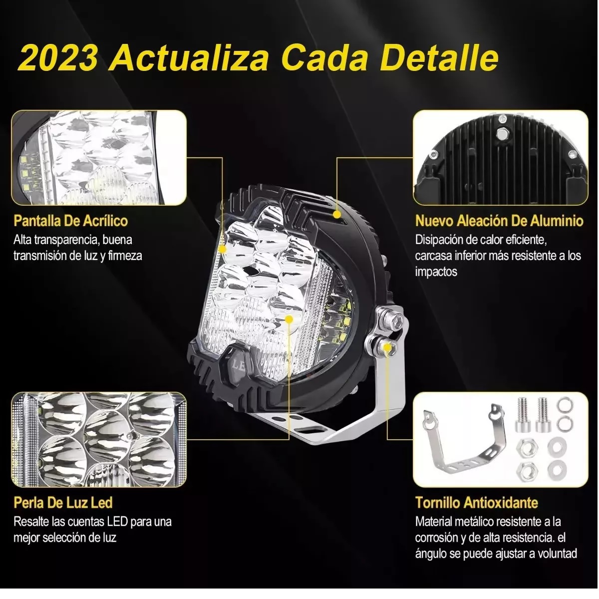 Par Faros Led Superpotente Redondo 5'' Tipo Baja Luz Blanca