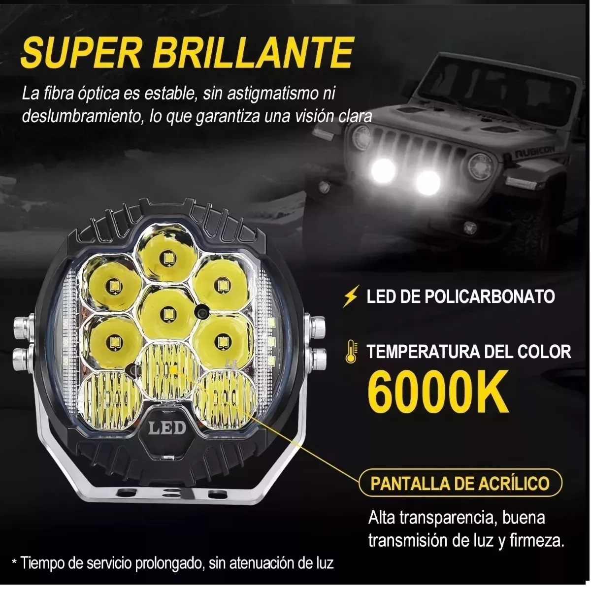 Par Faros Led Superpotente Redondo 5'' Tipo Baja Luz Blanca