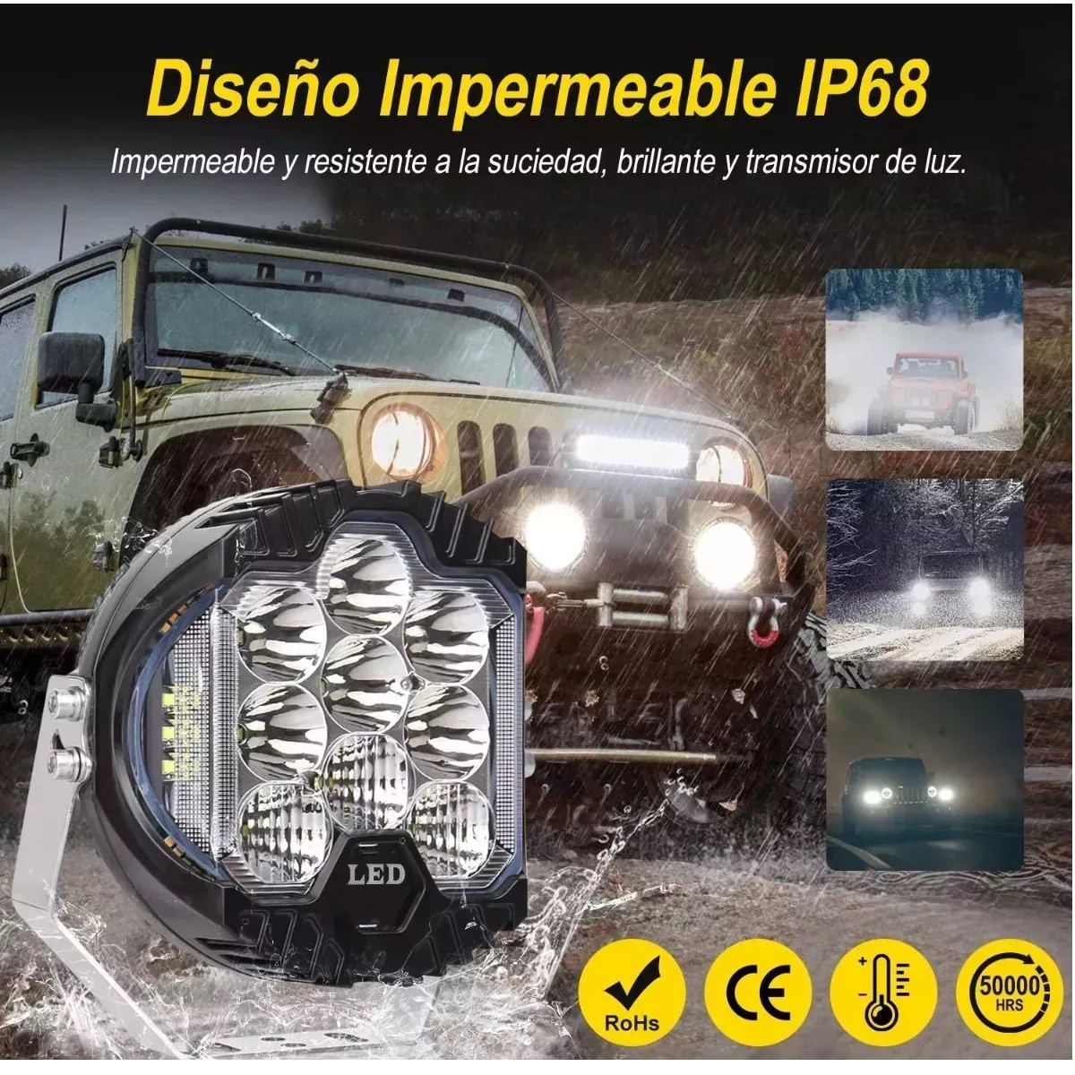 Par Faros Led Superpotente Redondo 5'' Tipo Baja Luz Blanca