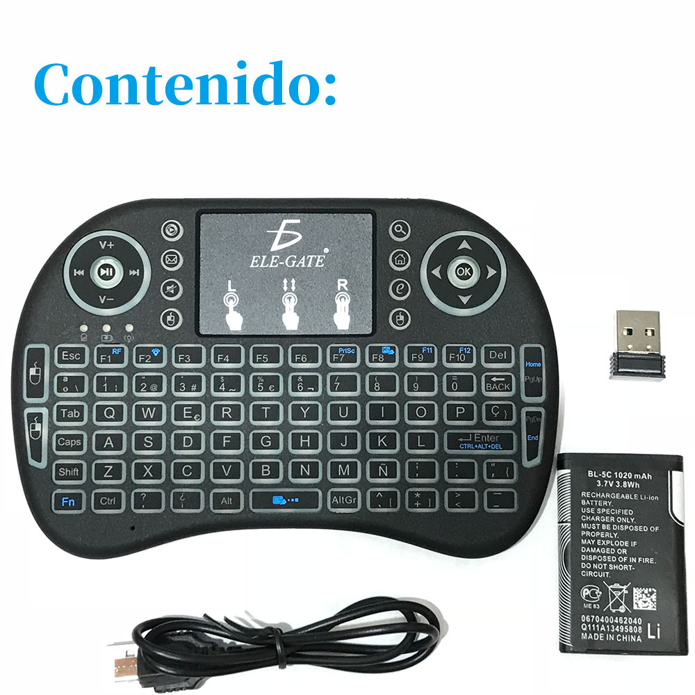 Mini Teclado Español Inalambrico Iluminado Usb Recargable Con TouchPad
