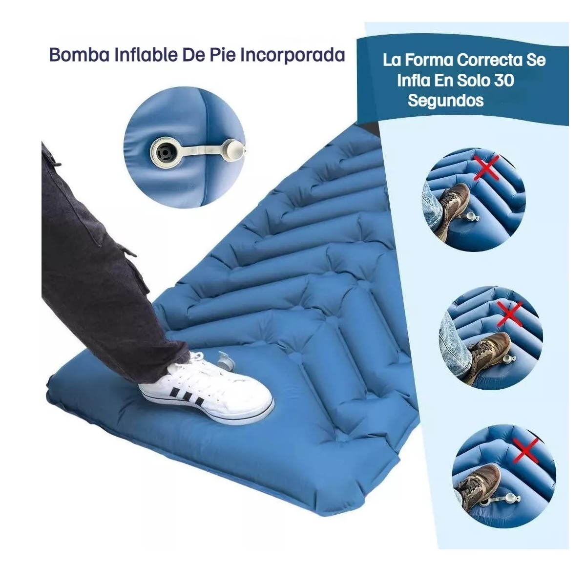 Colchon Inflable De Dormir Portátil Ultraligera Para Acampar Azul