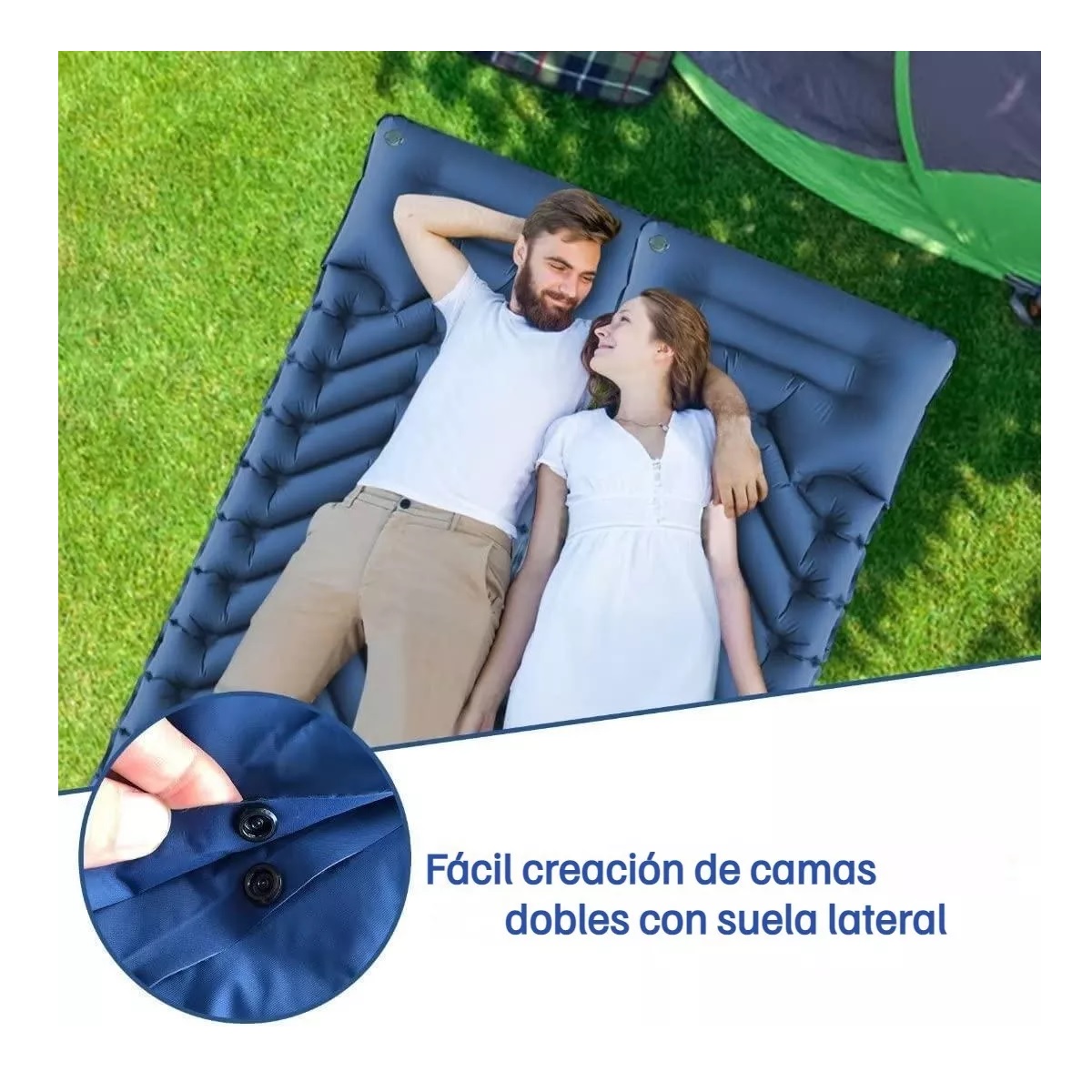 Colchon Inflable De Dormir Portátil Ultraligera Para Acampar Azul