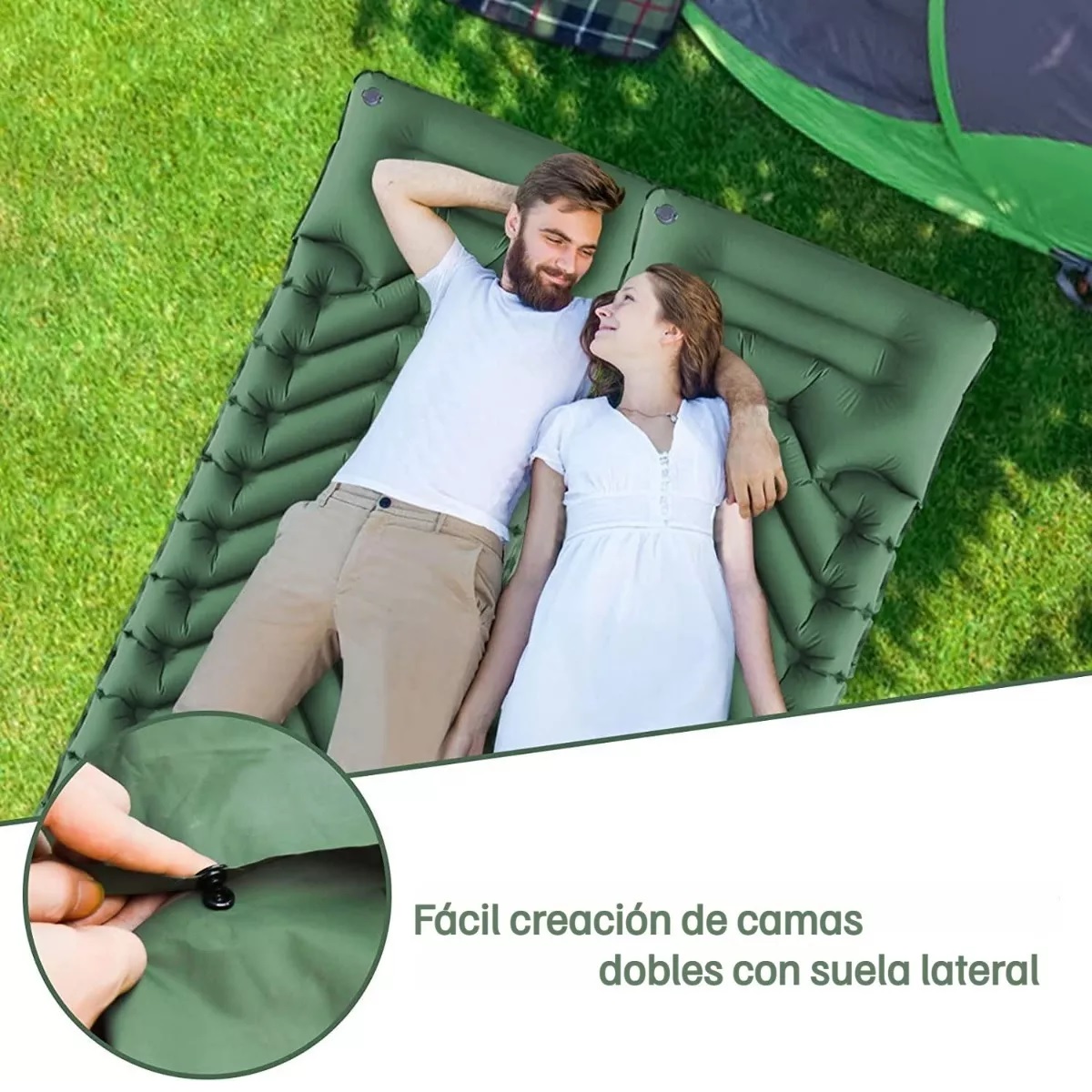Colchon Inflable De Dormir Portátil Ultraligera Para Acampar Verde