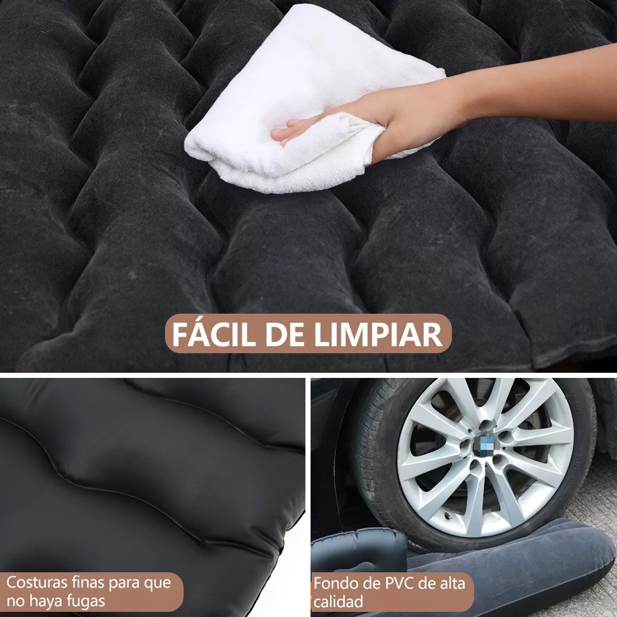 Colchón De Aire Inflable Coche Auto Con Bomba Aire Portátil