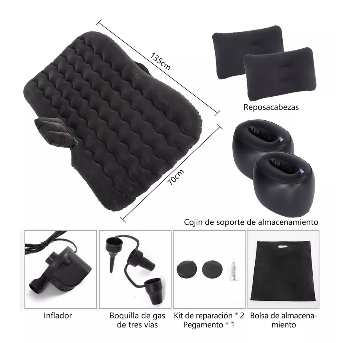 Colchón De Aire Inflable Coche Auto Con Bomba Aire Portátil