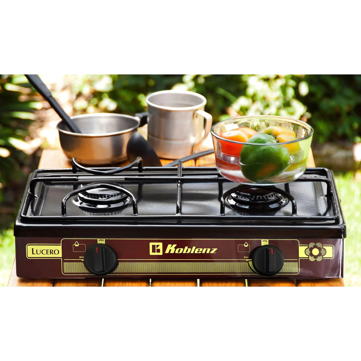 Parrilla Gas Koblenz 2 quemadores de Alambrón cubierta porcelanizada