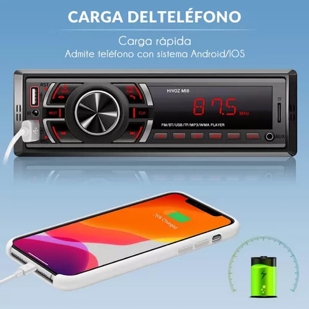 Auto Estereo Coche Reproductor Mp3 Radio Con Bt Aux Usb Sd