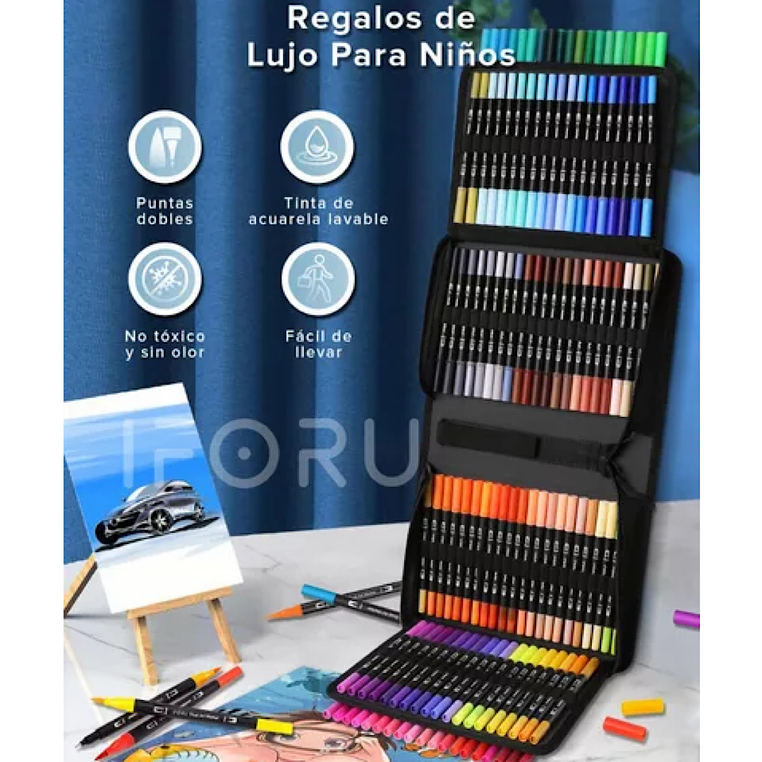 Plumones Punta Pincel Doble Punta Marcadore Iforu 120 Colors