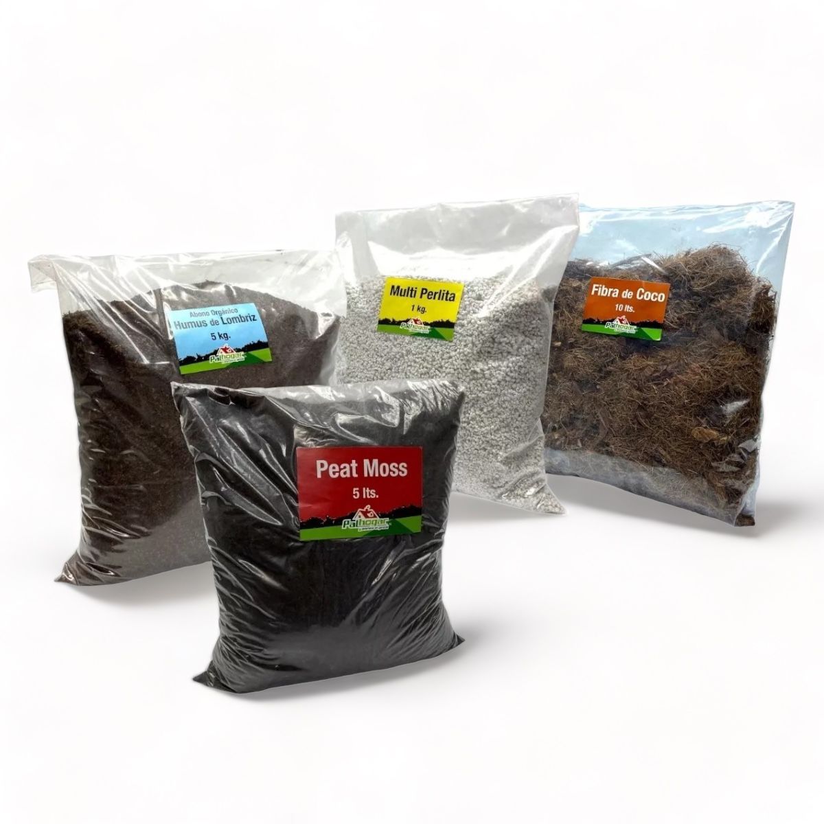Kit De Sustratos Fibra De Coco, Peat Moss, Perlita, Humus 