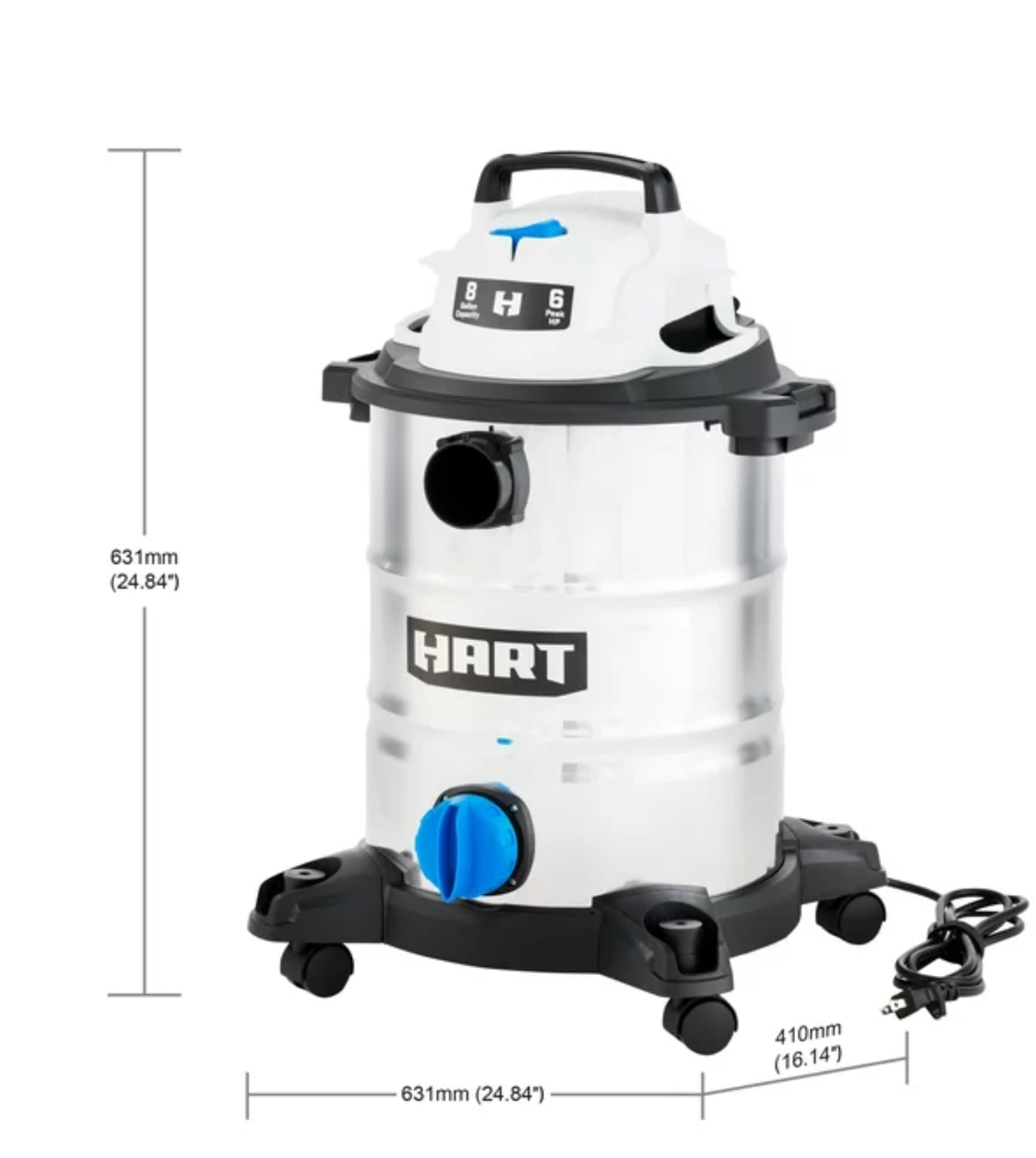 Hart aspiradora industrial Aluminio 8 Galones 6Hp VOC812SF 3701