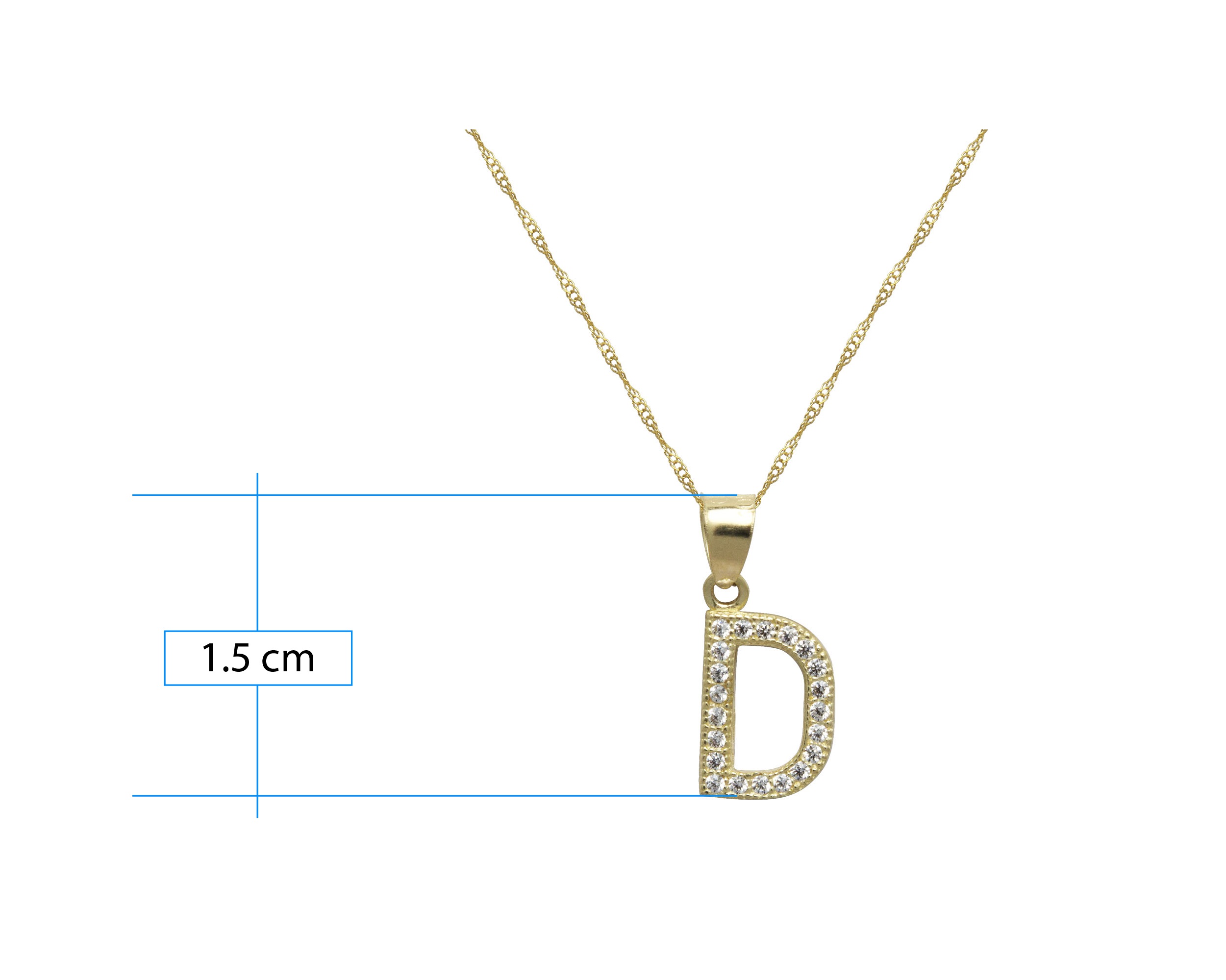 Collar Gargantilla Oro 10K Horoz letra D 45cm S1725.