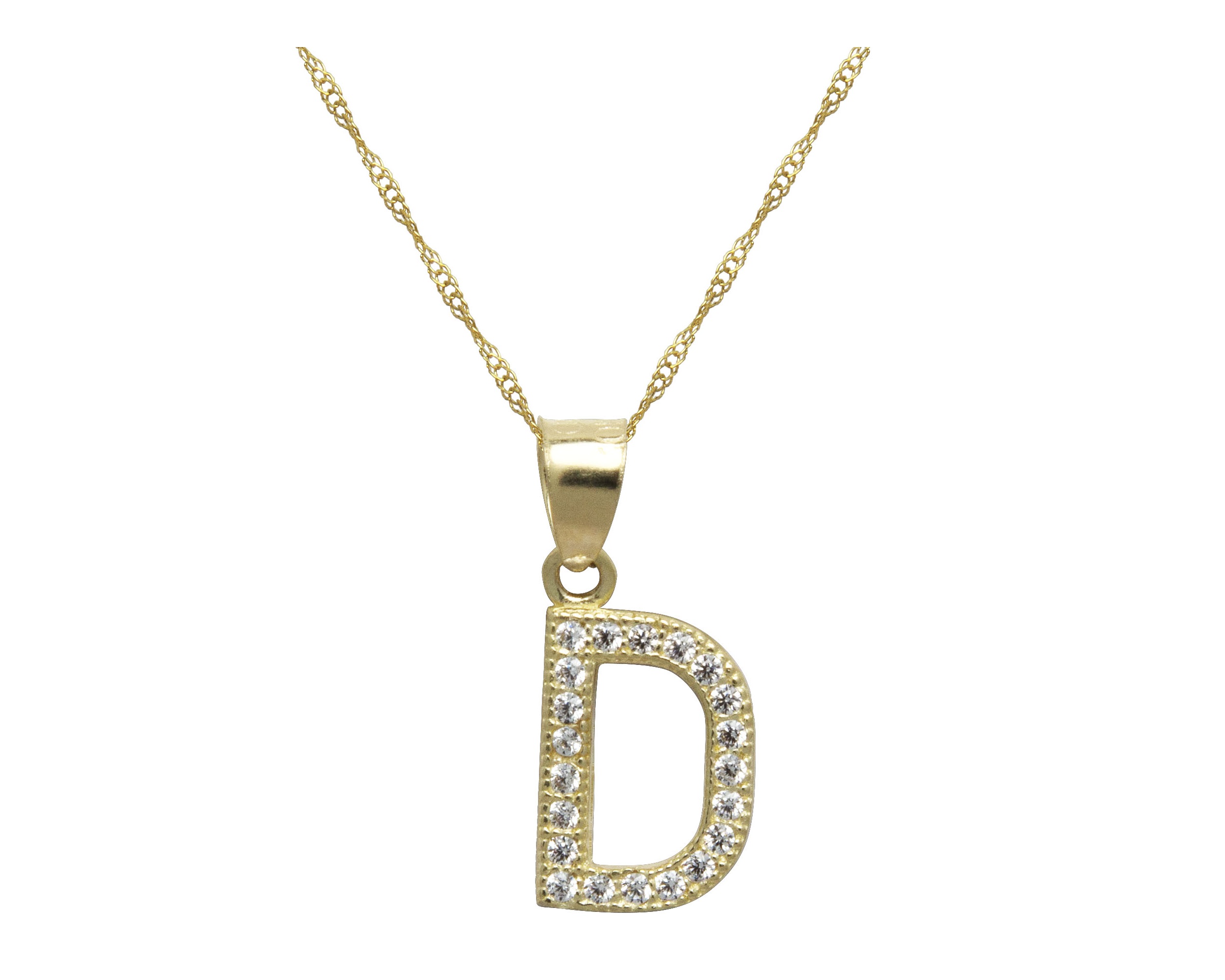 Collar Gargantilla Oro 10K Horoz letra D 45cm S1725.