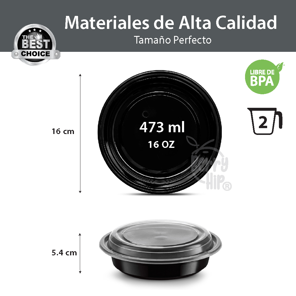 24 Contenedores Reutilizables para Alimentos, tipo Bowl Berry Hip 473 ml (16 oz),