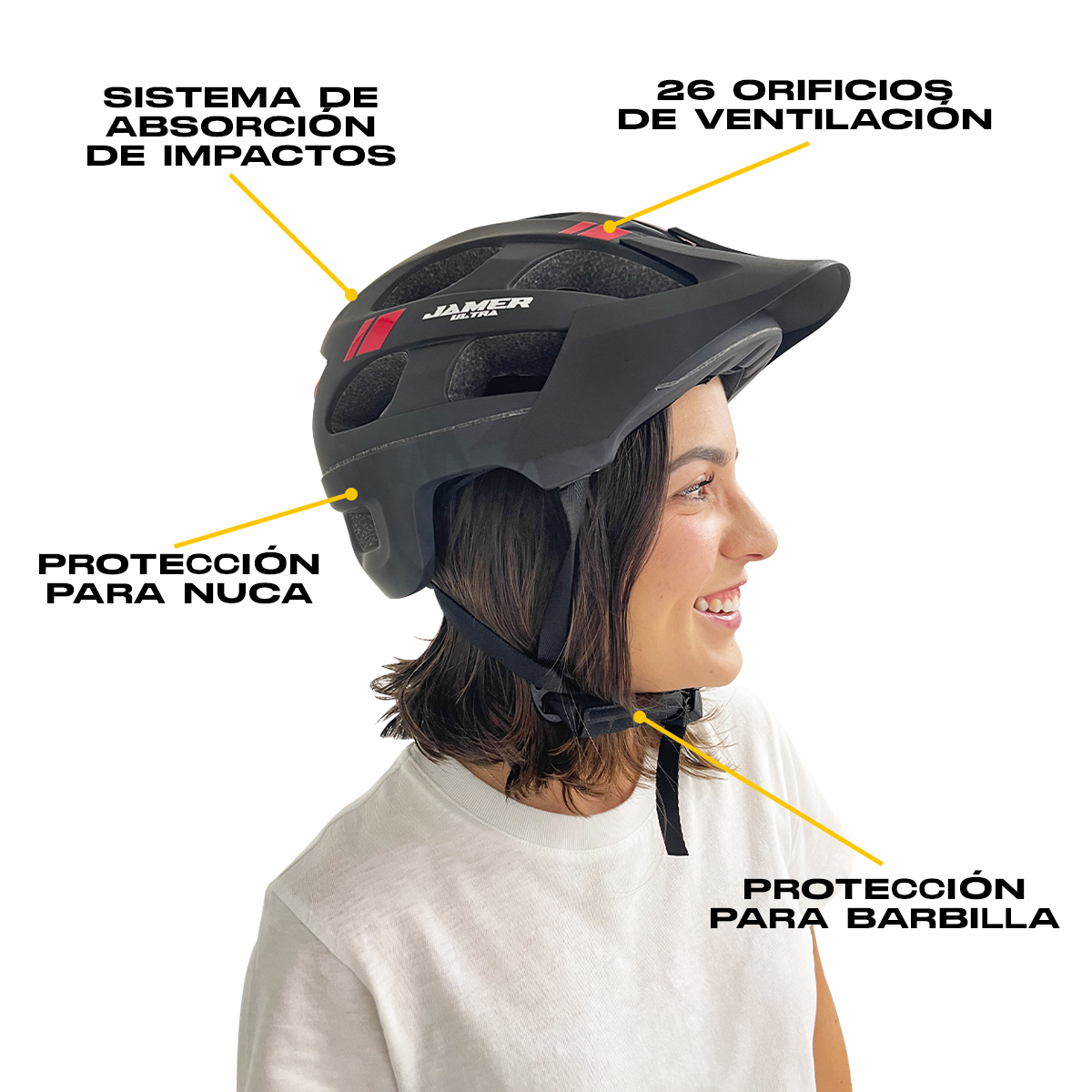 Casco Bicicleta Montaña Ciclismo Ajustable Hilos de Grafeno