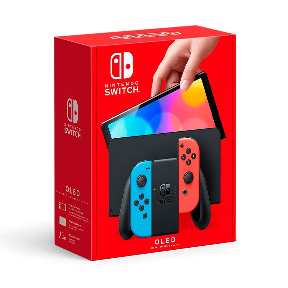 Nintendo Switch Oled 64gb Standard Color Rojo Neón, Azul Neón Y Negro.