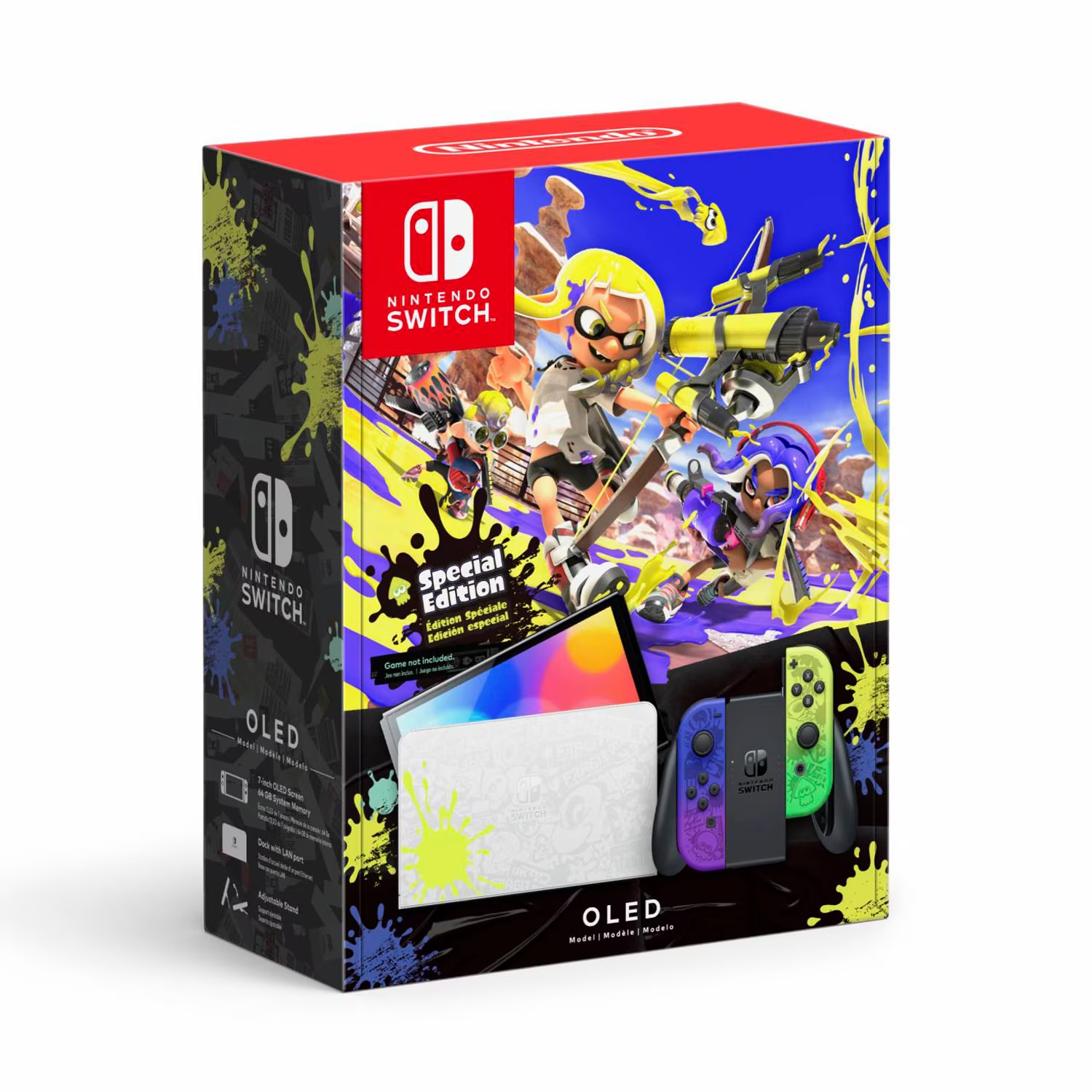 Nintendo Switch Oled 64gb Splatoon 3 Edition Color Degradado Azul Y Degradado Amarillo Y Negro