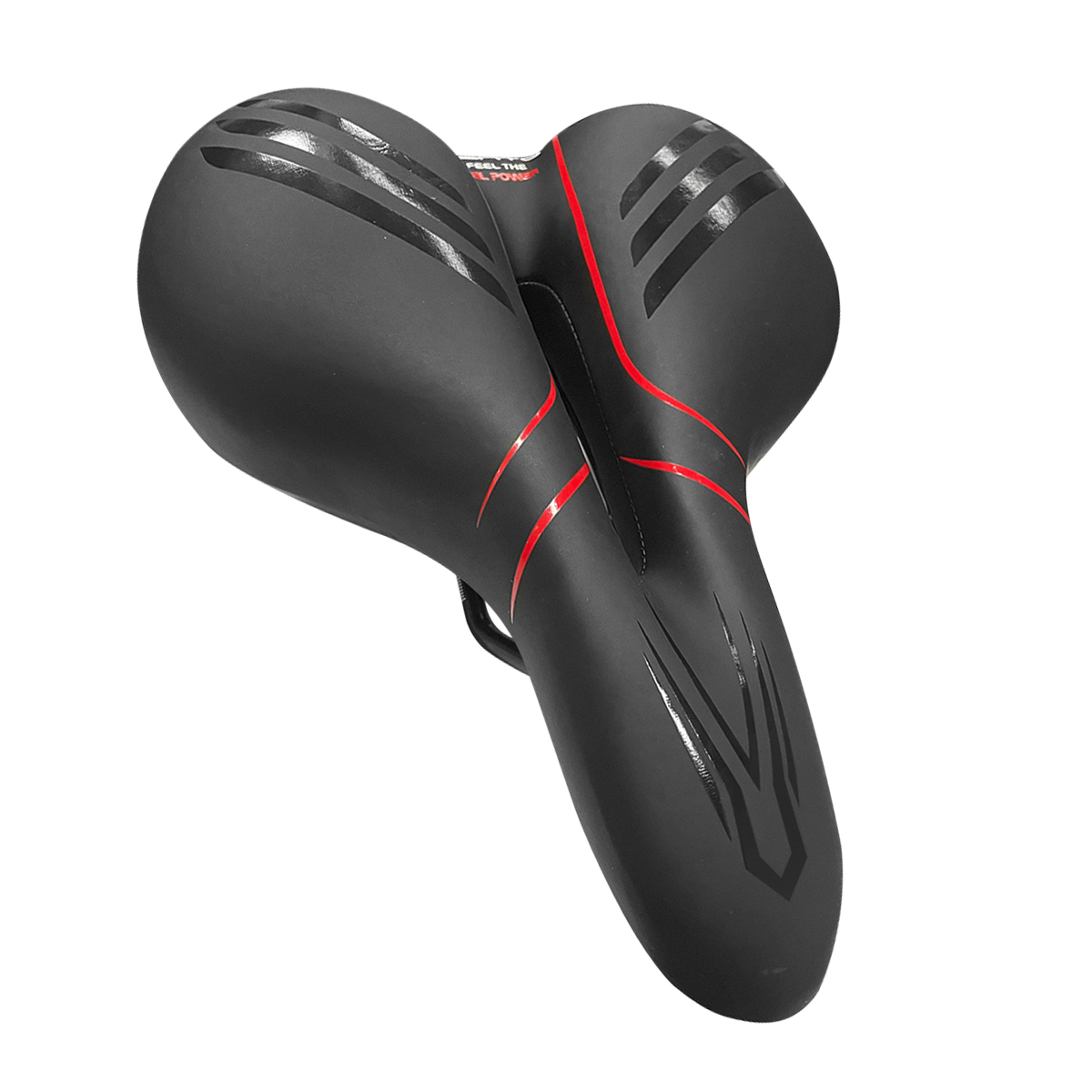 Asiento Gel Bicicleta Prostático Confortable con Elastómeros Vento Negro con Rojo