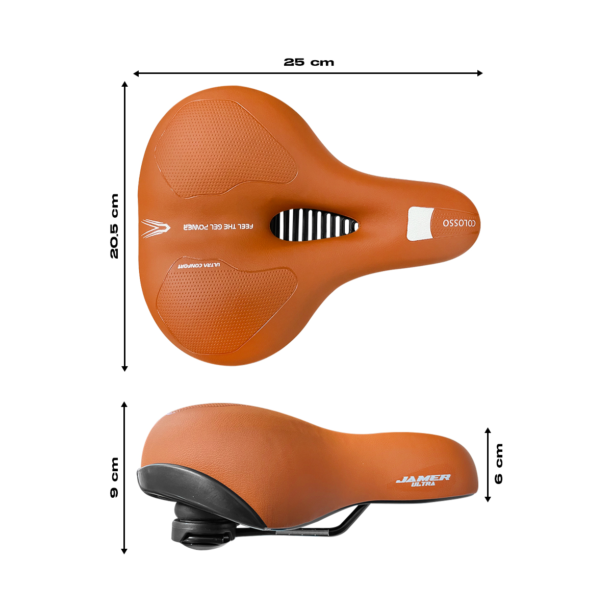 Asiento Bicicleta Prostático De Gel Confortable con Elastómeros Colosso Cafe