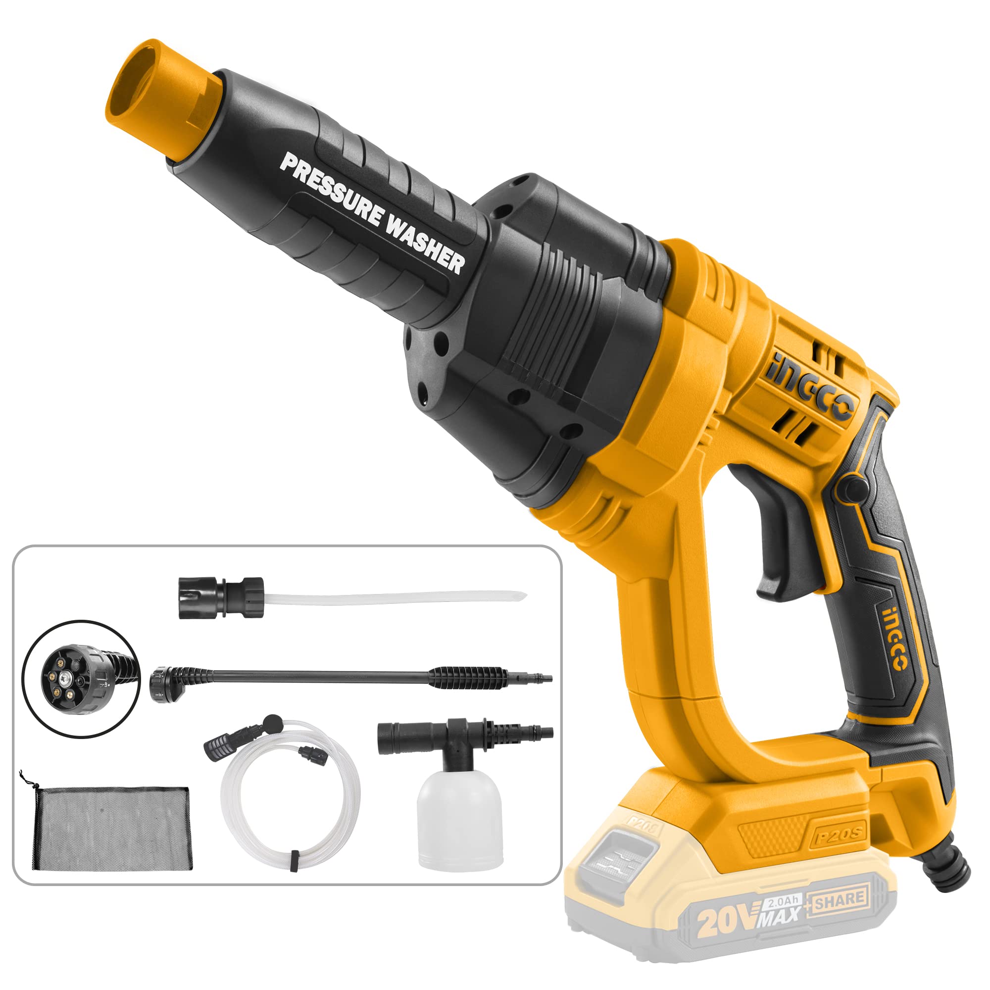 Hidrolavadora Inalambrica Ingco Cpwli2008 360psi espumadora