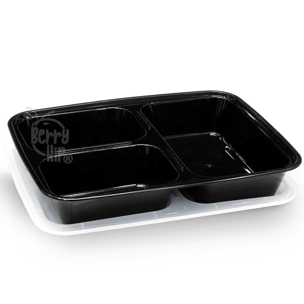 24 Contenedores Reutilizables para Alimentos, Tipo Bento Rectangular con Divisiones Berry Hip 946 ml (32 oz)