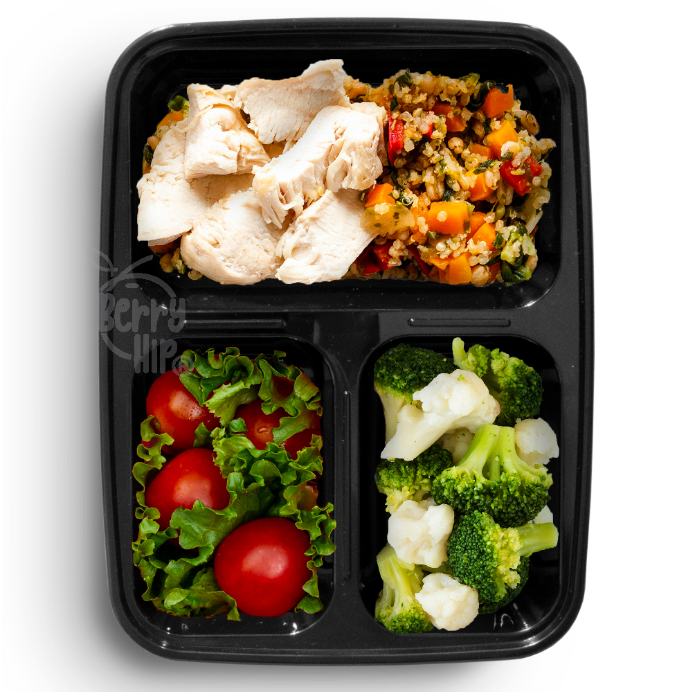 24 Contenedores Reutilizables para Alimentos, Tipo Bento Rectangular con Divisiones Berry Hip 710 ml (24 oz)