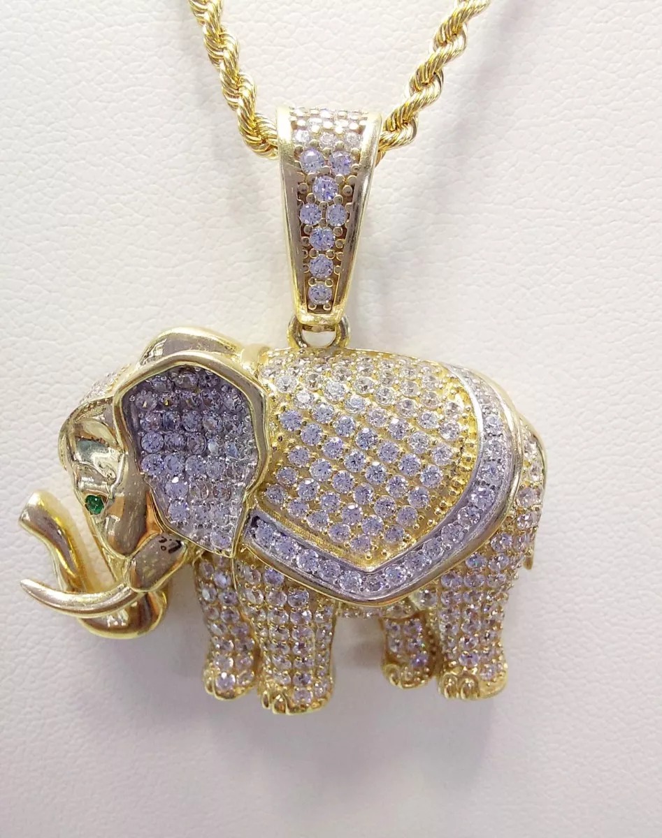 Dije Elefante Zirconias Oro 10K. + Obsequio