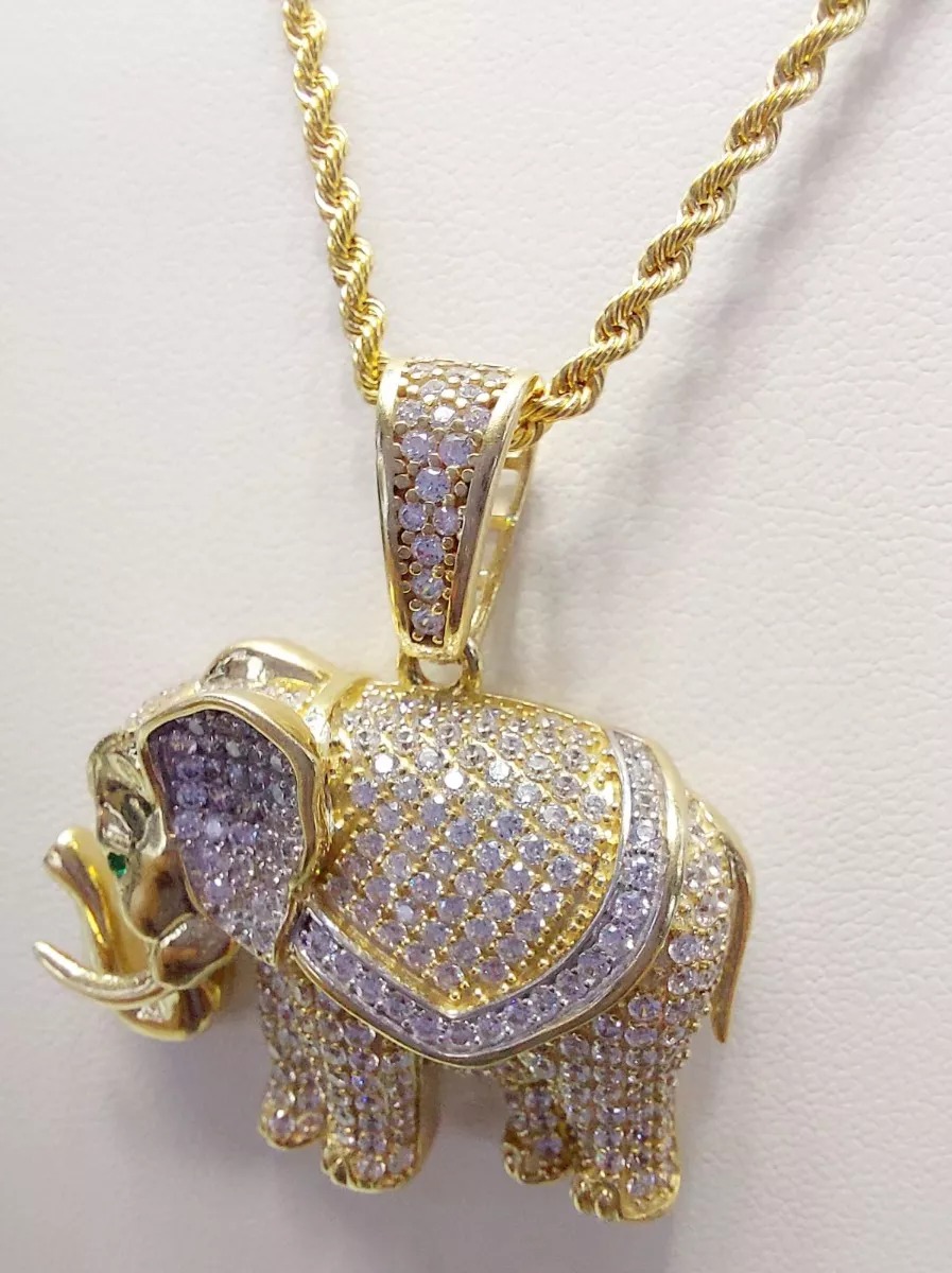 Dije Elefante Zirconias Oro 10K. + Obsequio