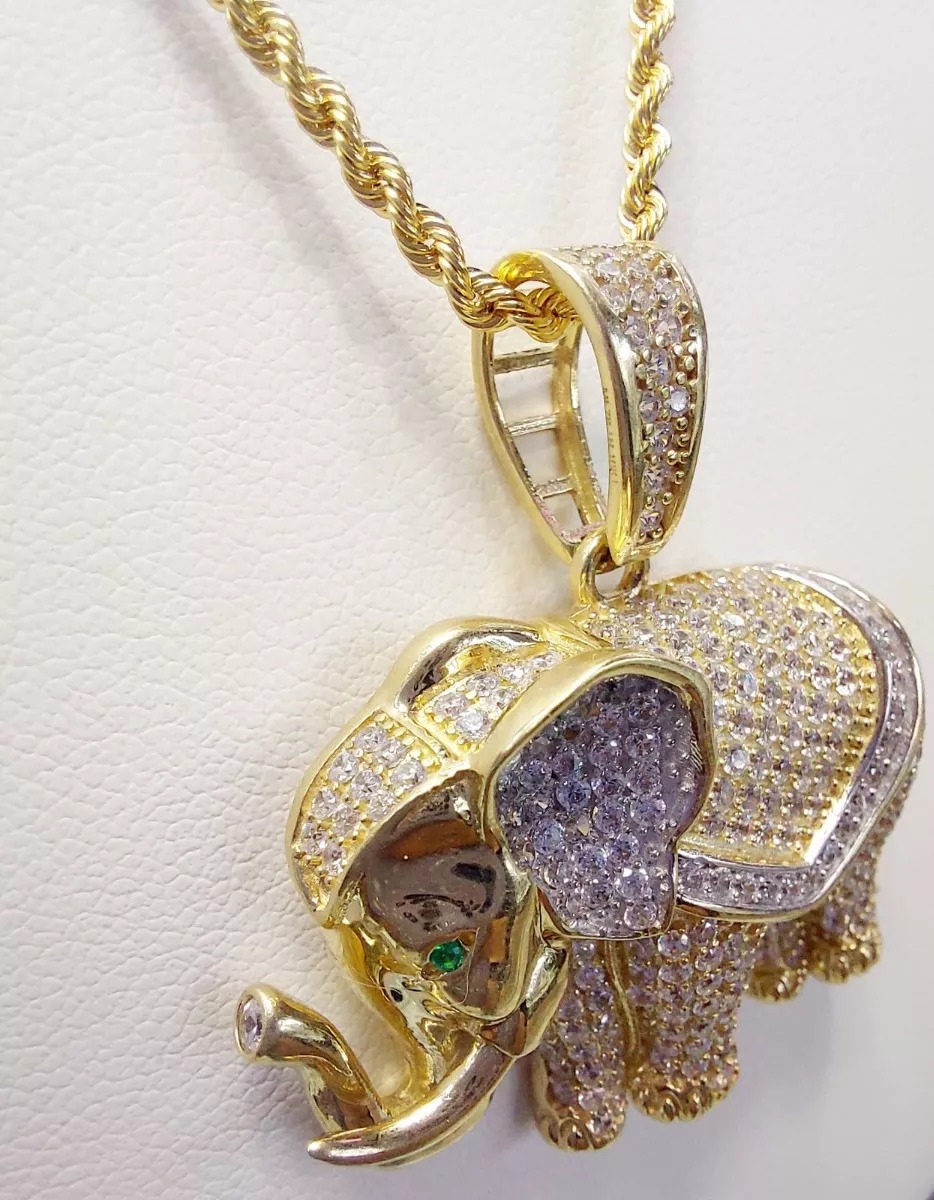 Dije Elefante Zirconias Oro 10K. + Obsequio