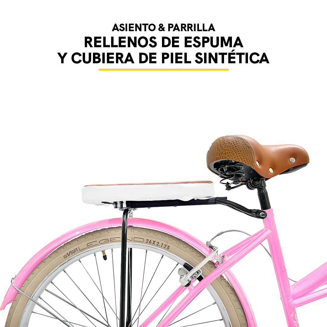 PIAGO Bicicleta R26 Ubrana Cruisier con Canastilla Y Salpicaderas Mujer (Rosa Bajito)