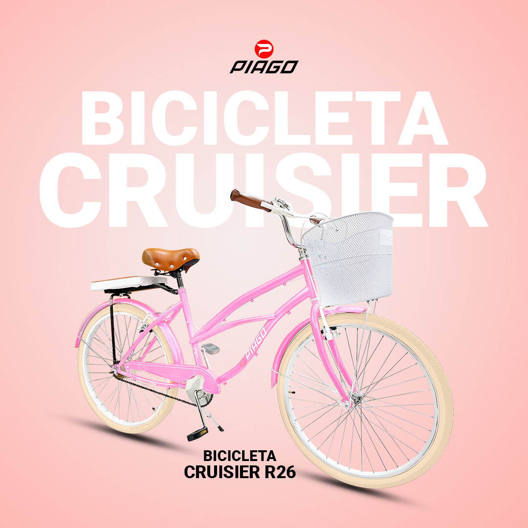 PIAGO Bicicleta R26 Ubrana Cruisier con Canastilla Y Salpicaderas Mujer  (Rosa Bajito)
