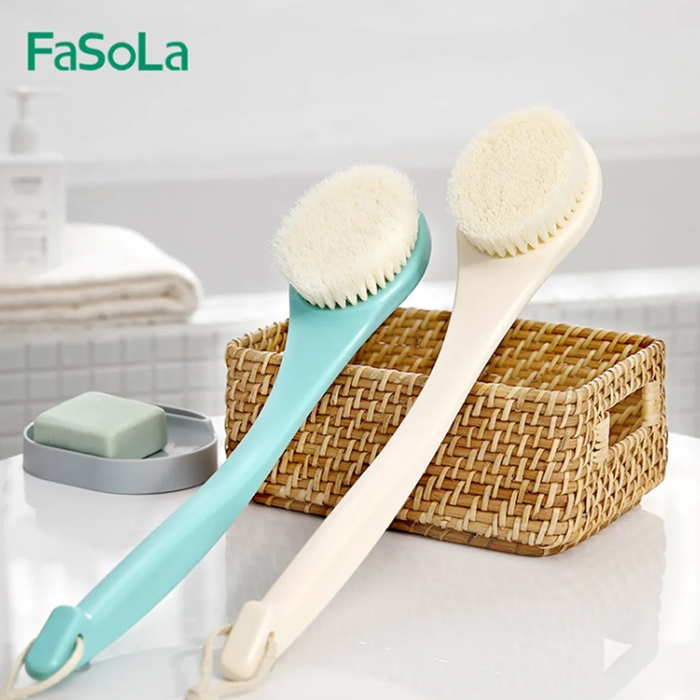 Cepillo Corporal Para Baño Mango Largo Verde Suave Fasola