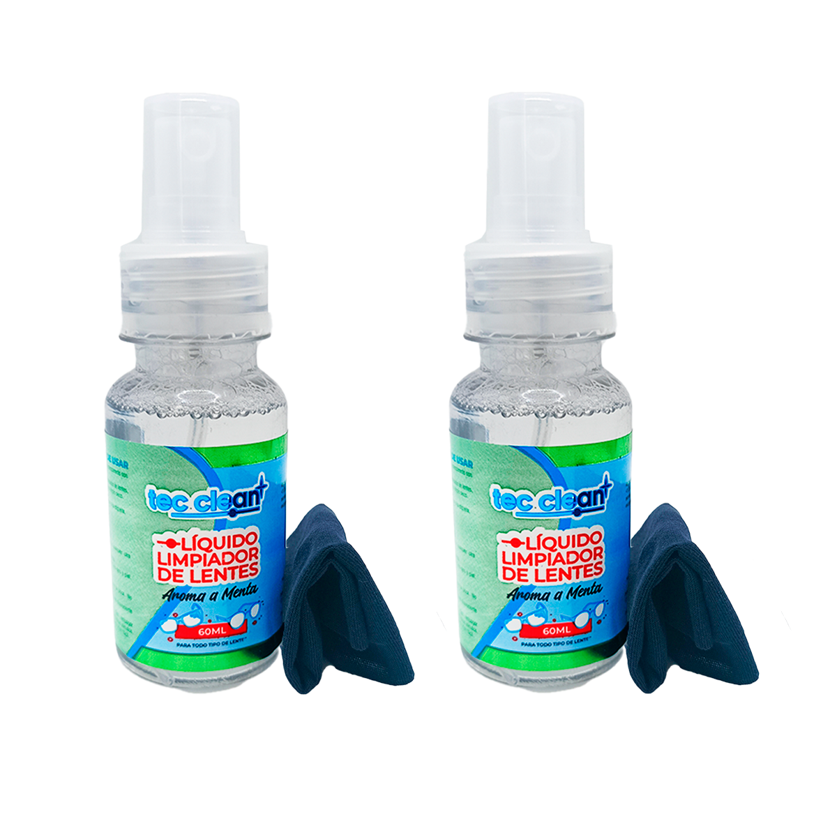 Líquido Para Limpiar Lentes Pantalla Celular 60ml 2 Piezas Tec Clean