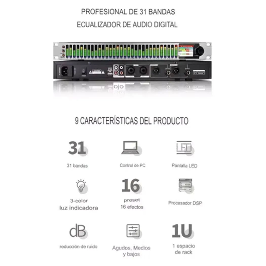 Ecualizador Led Digital Pro De 31 Bandas Controlado Por Pc