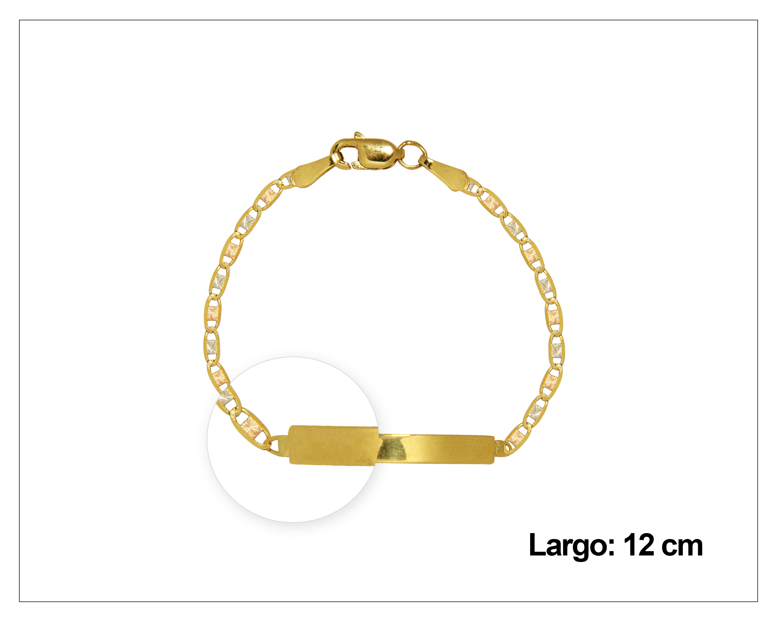 Pulsera Oro 10k Horoz Eslabon florentino 3col 12cm S863.
