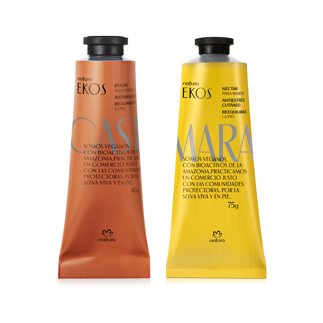Duo de Crema para Manos Castaña y Maracuya Ekos Natura 75g c/u